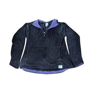 Black and Purple Northface Fleece Pullover Small